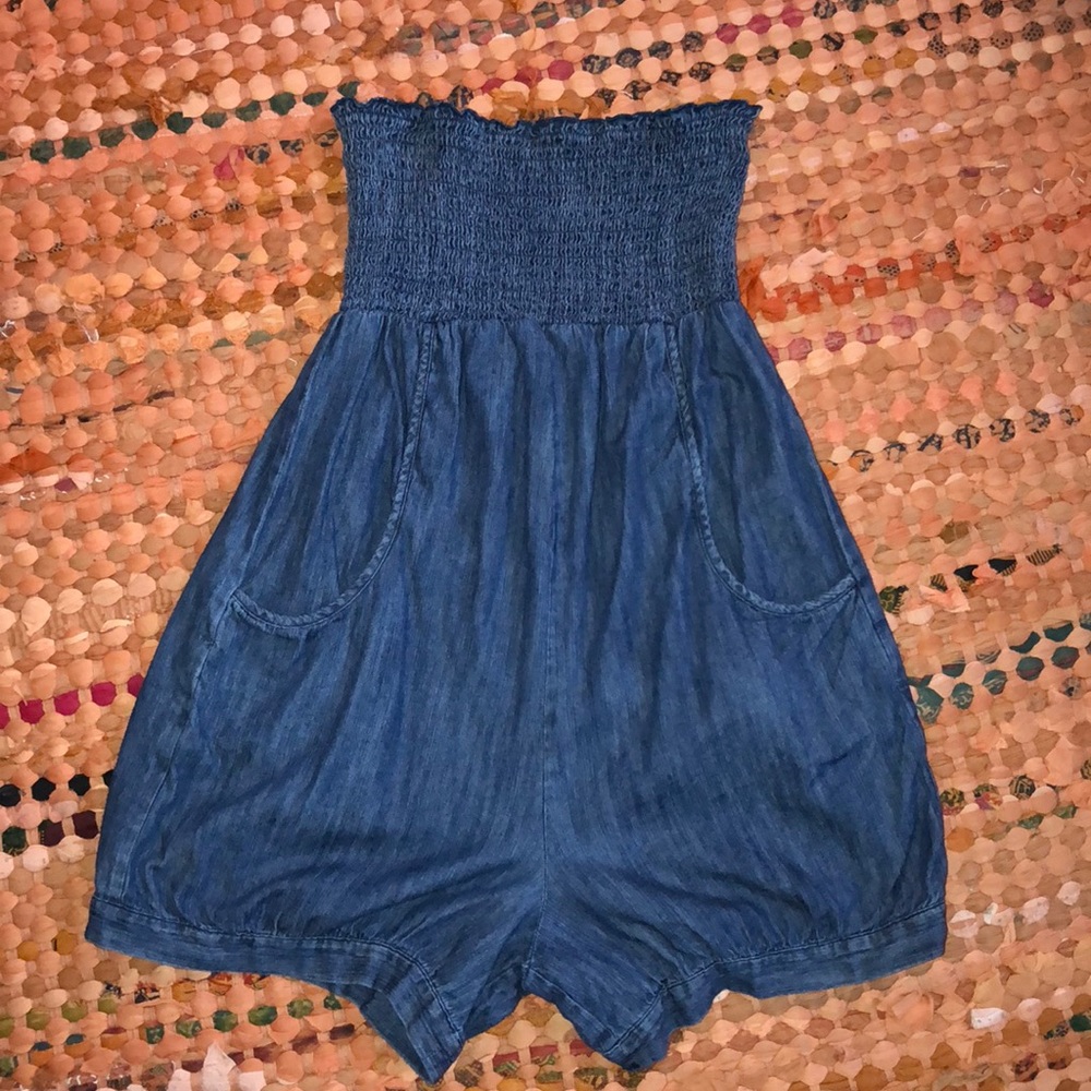 Denim Tube-top Romper